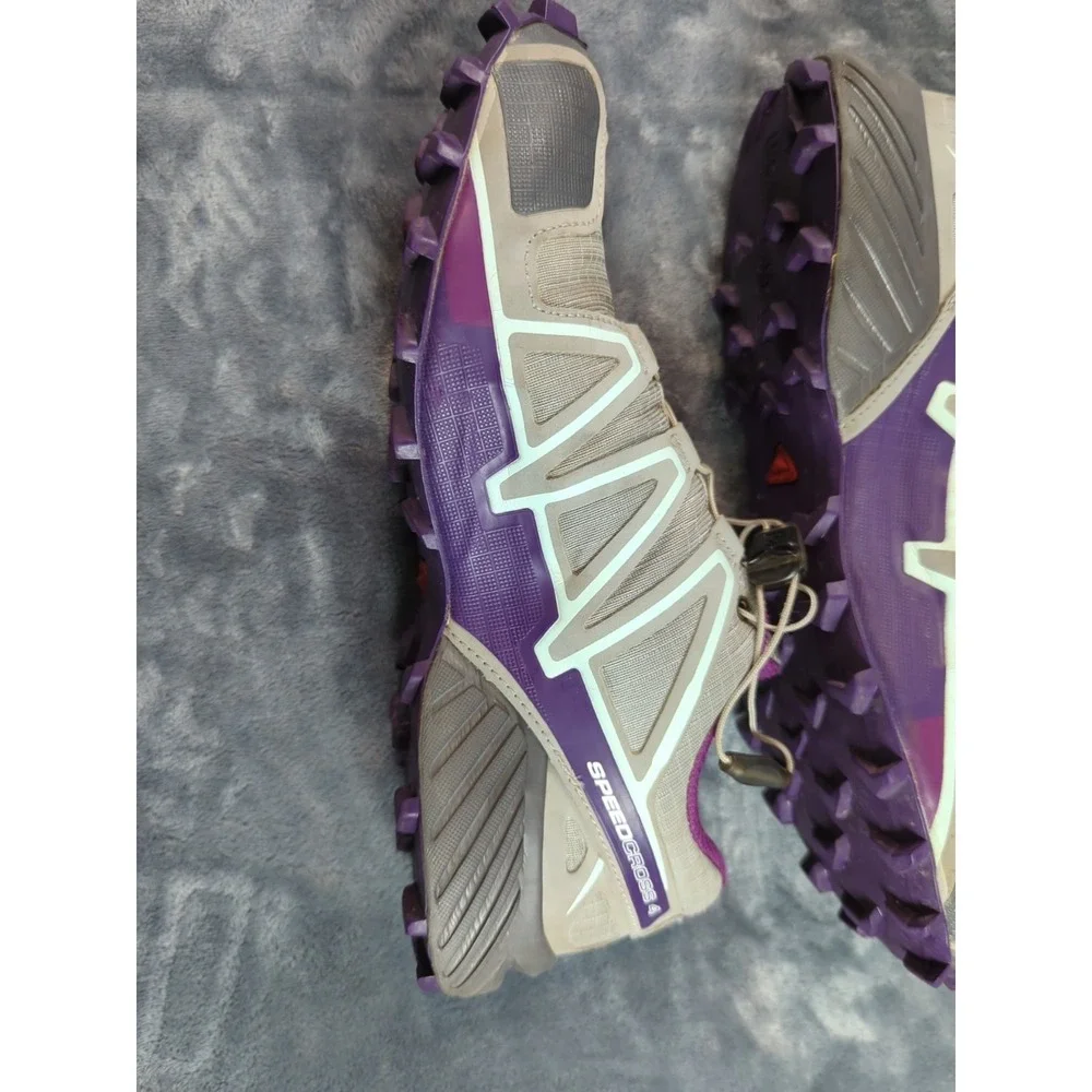 2016 Womens Salomon Speedcross 4 Sz 8.5 Shoes Quarry/Acai/Fair Aqua Trail/Hiking